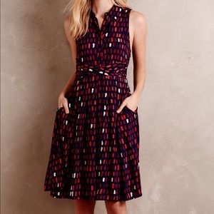 Anthropologie Brynn Shirtdress Navy Pink Red Small